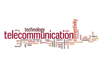 Telecommunication word cloud concept