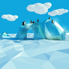Eisberg im Nordmeer mit Pinguinen