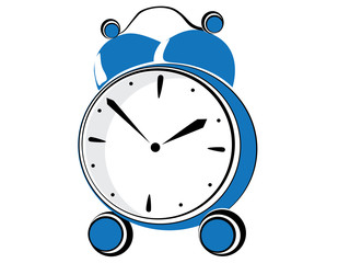 Blue retro alarm clock. Vector illustration