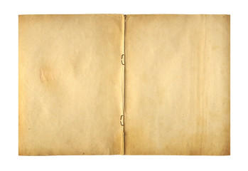 Open cover writing-book with  metal clip for record on the isola