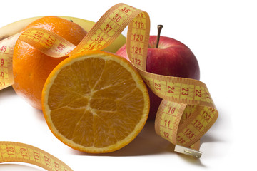 fruit with tape measure isolated
