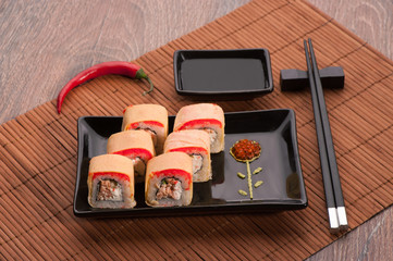 Japanese seafood sushi set on a table