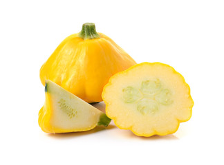 yellow zucchini on white background