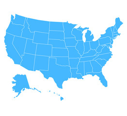 united states of america map illustration - obrazy, fototapety, plakaty