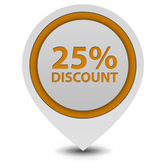 Discount 25 pointer icon on white background