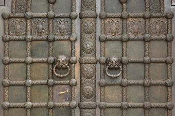 Bronze gate of the Russian Memorial Church in Leipzig, Saxony, G