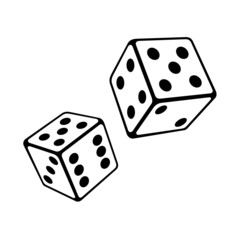 Two Dice Cubes on White Background. Vector