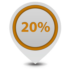 Twenty percent pointer icon on white background