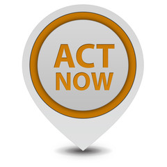 Act now pointer icon on white background