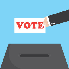 Vote ballot with box. Vector illustration.