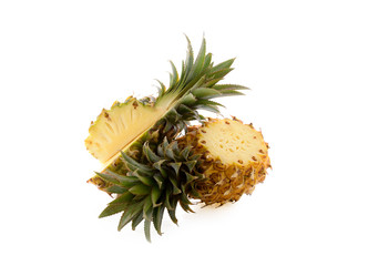 ripe pineapples on white background