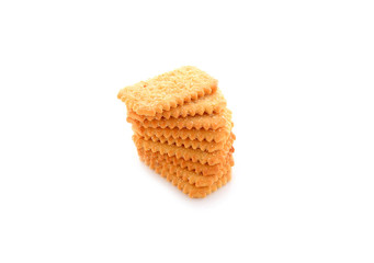 stack of coconut crackers on white background