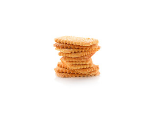 stack of coconut crackers on white background
