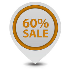 Sale sixty percent pointer icon on white background