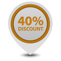 Discount forty percent pointer icon on white background