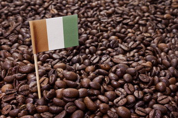 Flag of Ivory Coast sticking in coffee beans.(series)