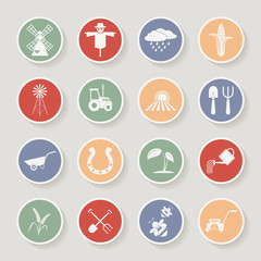 Farming round icons. Vector illustration