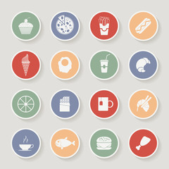 Round Food Icons. Vector illustration