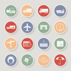 Shipping and Logistics Round Icons. Vector illustration