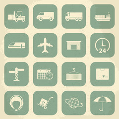 Shipping and Logistics Retro Icons. Vector illustration