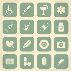 Retro Medical Icons. Vector illustration