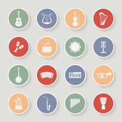 Fototapeta premium Round Musical Instruments Icons. Vector illustration