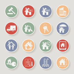Fototapeta premium Real estate round icon set. Vector illustration