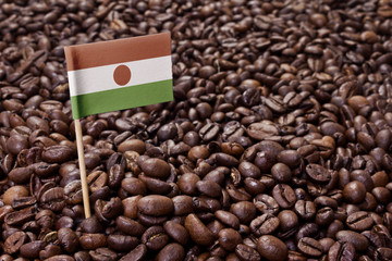 Flag of Niger sticking in coffee beans.(series)