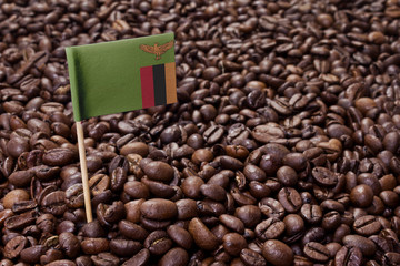 Flag of Zambia sticking in coffee beans.(series)