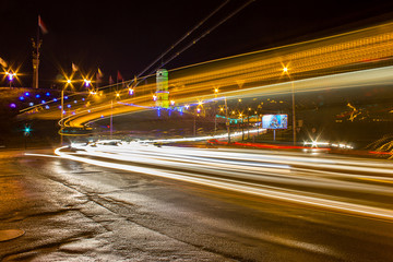 Fototapeta na wymiar Night Motion On Urban Streets