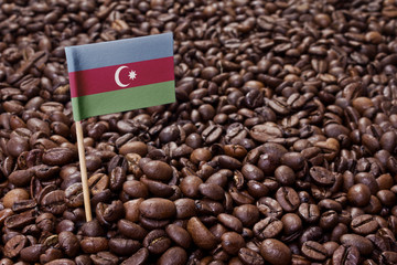 Flag of Azerbaijan sticking in coffee beans.(series)