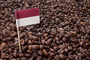 Flag of Indonesia sticking in coffee beans.(series)
