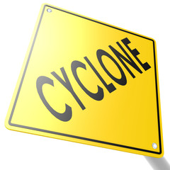 Road sign with cyclone