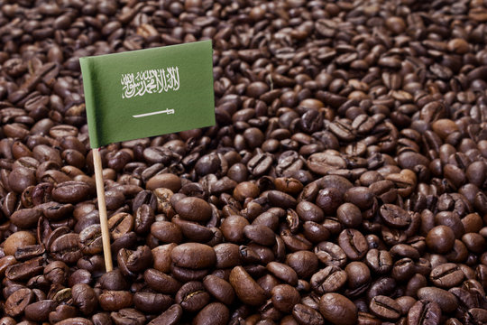 Flag Of Saudi Arabia Sticking In Coffee Beans.(series)