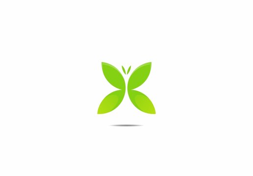 leaf green butterfly logo template