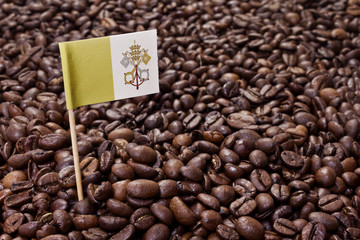 Flag of Vatican City sticking in coffee beans.(series)