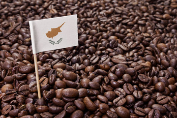 Flag of Cyprus sticking in coffee beans.(series)