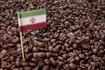 Flag of Iran sticking in coffee beans.(series)