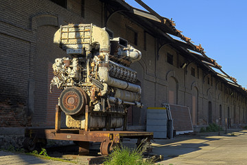 rusty old train engine, HDR
