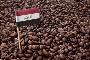 Flag of Iraq sticking in coffee beans.(series)