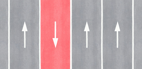 One is against. Arrow reversed against the others.