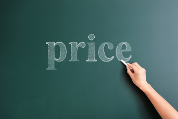 price written on blackboard