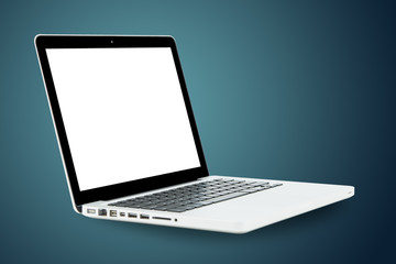 White Laptop with blank screen