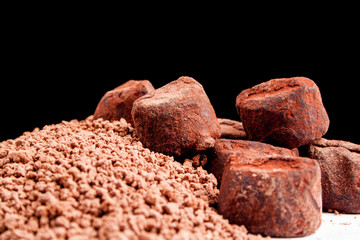 chocolate on a black background