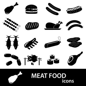 meat food icons and symbols set eps10
