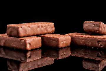 chocolate on a black background