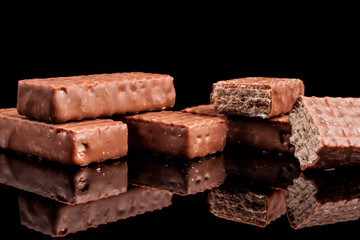 chocolate on a black background
