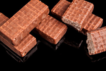 chocolate on a black background