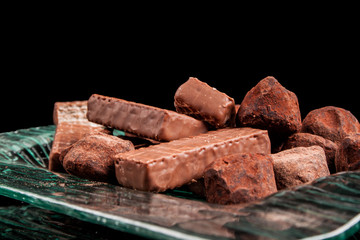 chocolate on a black background