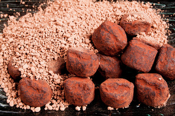 chocolate on a black background